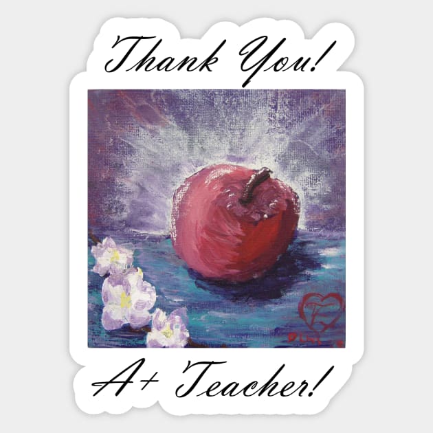 spring apple , Thank you! A+ teacher! Sticker by DlmtleArt